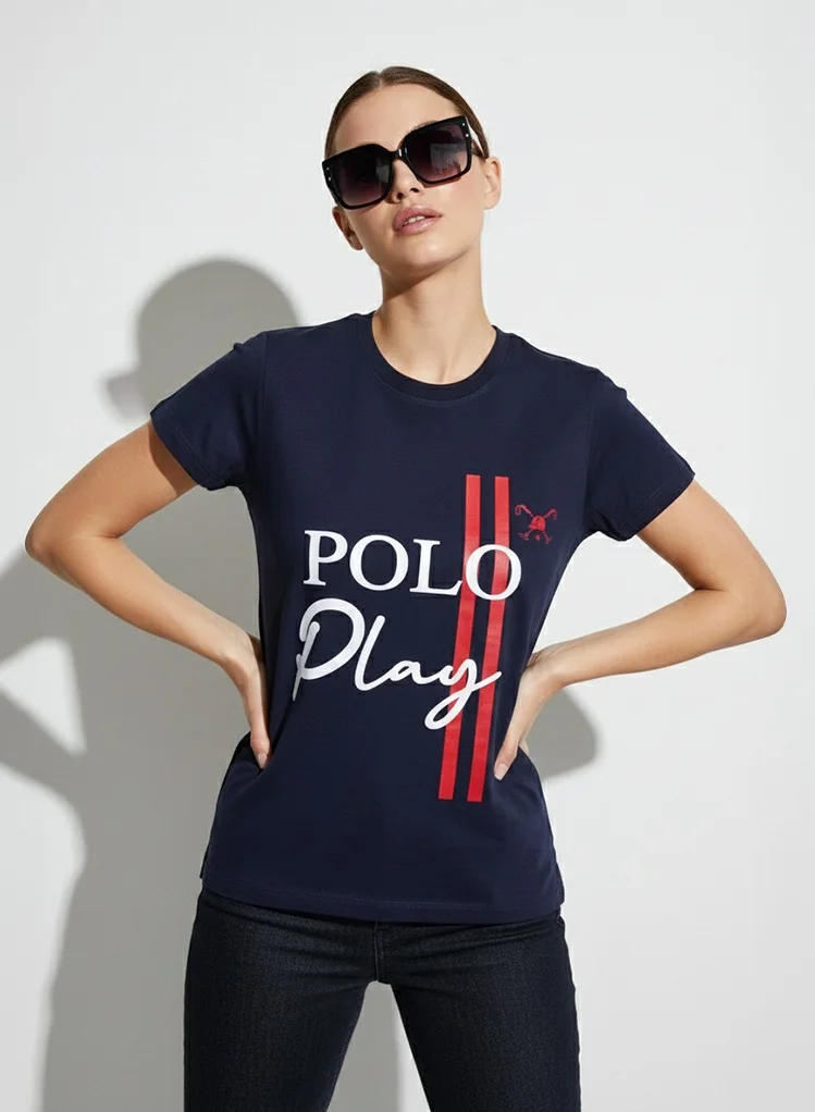 Polo Play Ladies Graphic T-shirt -NAVY